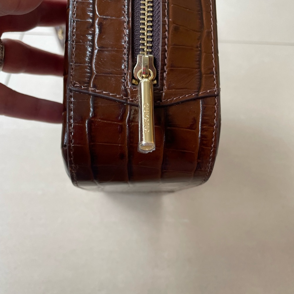 Cuyana Brown Croc-Embossed Leather Crossbody Bag - Picture 8 of 15